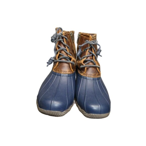 Sperry Top-Sider Womens 6.5 Brown Leather Saltwater Blue Rubber Duck Boots - Picture 4 of 12